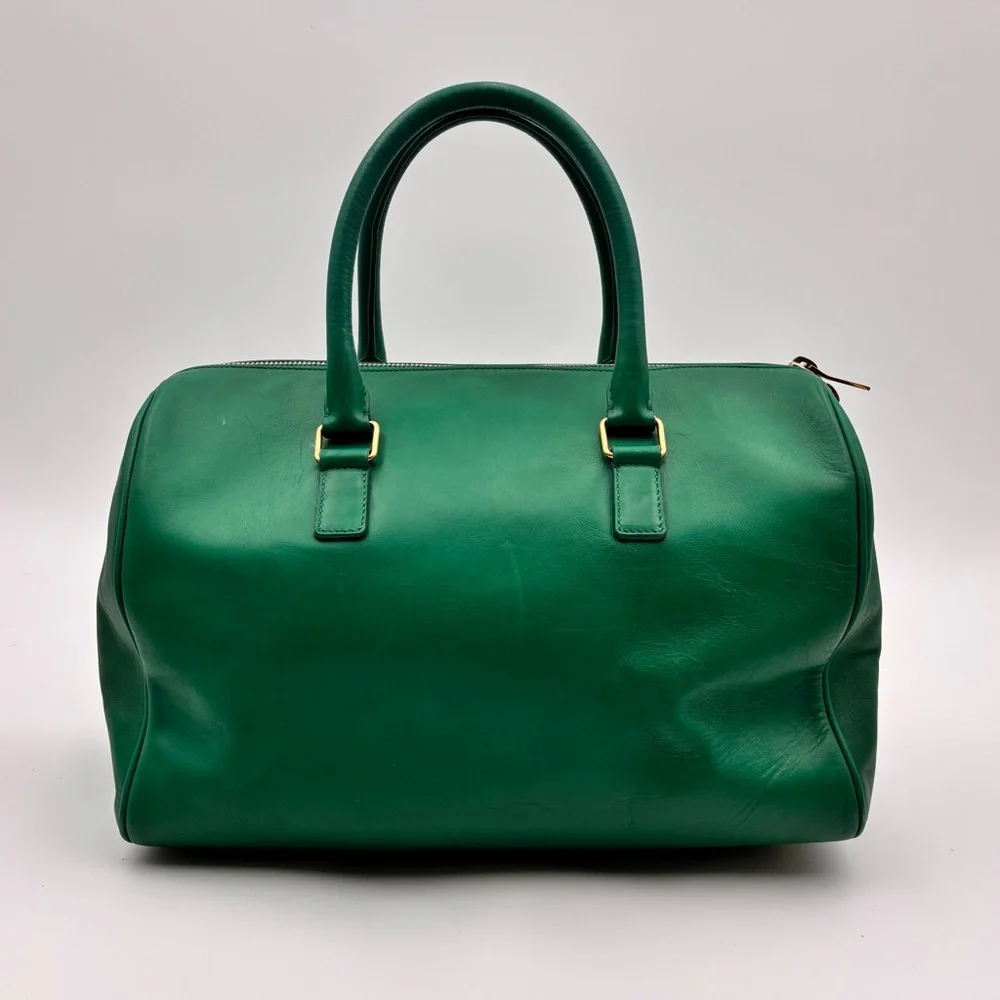 Saint Laurent Green Leather Duffle Top Handle Bag Gold Hardware - Picture 2 of 9
